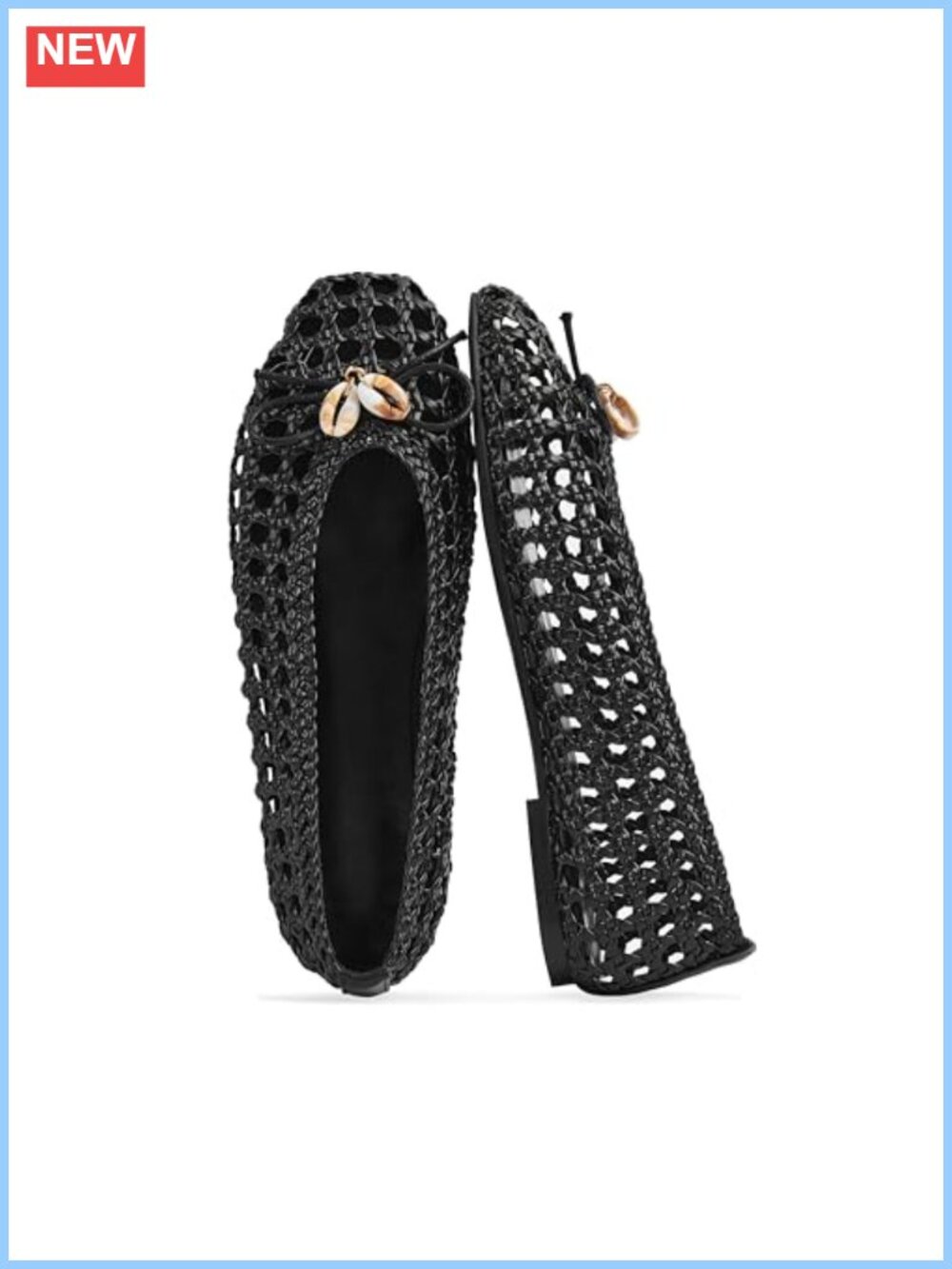 Faux Leather Woven Flats Square Toe Slip On Shell Bow